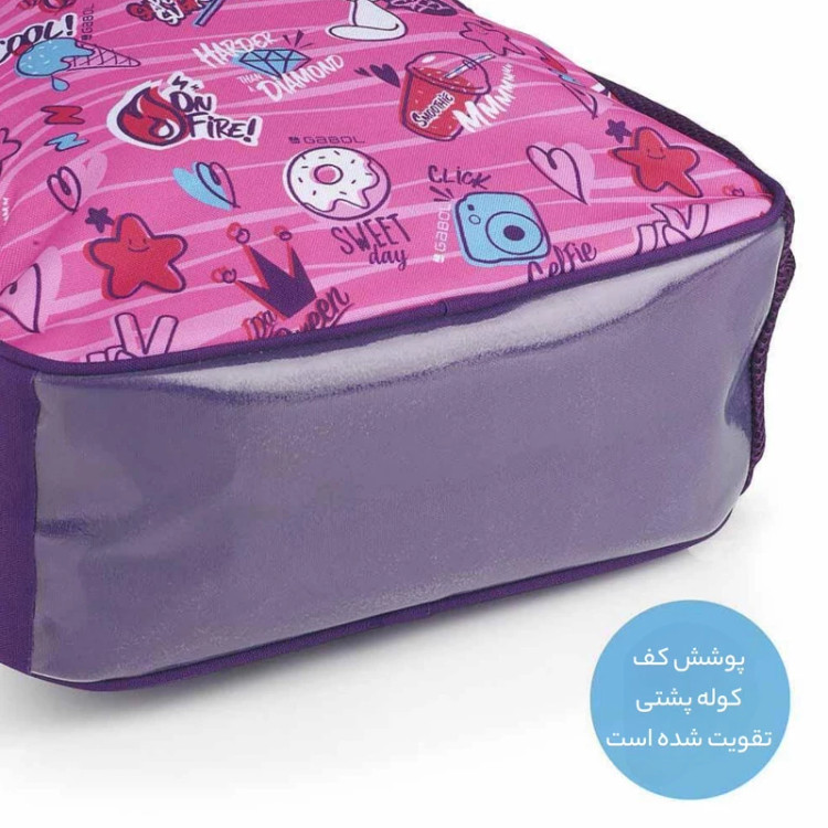 کوله پشتی دخترانه گابل چهار زیپ ارتفاع 45 مدل بستنی دونات